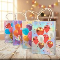 12 Sacola Kraft Estampada Lembrancinha Festa Aniversário Embalagem Presente Papel Personalizada