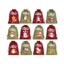 12 Sacos De Presente De Natal Com Cordão Em Tecido De Linho Para Calendário Do Advento, Biscoitos E 12 Sacos De Presente De Natal Com Cordão Em Tecido De Linho Para Calendário Do Advento, Biscoitos E
