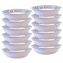 12 Saladeiras Bowl Cumbuca Redonda Melamina Decorada 25cm