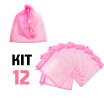 12 Saq De Organza 10x11 Rosa Lembranca Casamento Batizado