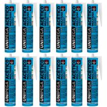 12 Silicone Acético Multiuso Antifungos 250ml Unipega Vedação e Colagem