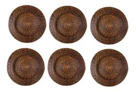12 Sousplat Redondo Rattan E Bambu Marrom Rústico 32cm Decor 12 Sousplat Redondo Rattan E Bambu Marrom Rústico 32cm Decor