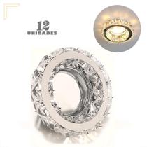 12 Spot Redondo Cristal Embutir K9 Inox Mr16 Quarto Lup70