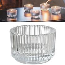 12 Suportes Castiçal Porta Velas Vidro Redondo Relevo 40ml 12 Suportes Castiçal Porta Velas Vidro Redondo Relevo 40ml