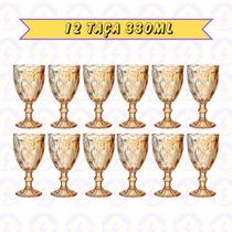 12 Taça Diamante de Vidro Ambar Metalizada 330ML Eventos 12 Taça Diamante de Vidro Ambar Metalizada 330ML Eventos