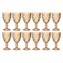 12 Taças Copo Luxo 330ml Vidro Diamante Ambar Vinho Dourado 12 Taças Copo Luxo 330ml Vidro Diamante Ambar Vinho Dourado