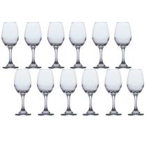 12 Taças de Vidro Resistente Vinho Tinto e Agua 365ml Luxo
