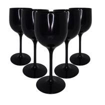 12 Taças de Vinho Acrílico Sólido Preto 260ml Personalizável Elegante 12 Taças de Vinho Acrílico Sólido Preto 260ml Personalizável Elegante