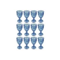 12 Taças Diamond 340ml Azul Água Vinho