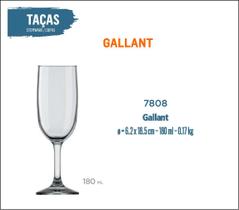 12 Taças Gallant 180ml - Champanhe Espumante Frisante