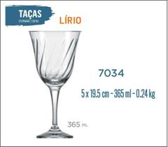 12 Taças Lírio 365Ml - Vinho Branco Tinto Rose