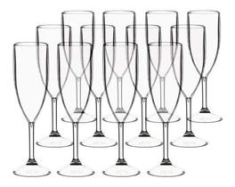 12 Tacas Para Espumante 180ml Acrilico Translucida Festa