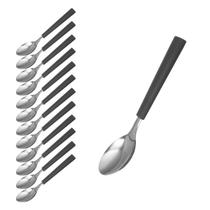 12 Talheres Colher Preto Aço Inox Mato Grosso Cabo Plástico 12 Talheres Colher Preto Aço Inox Mato Grosso Cabo Plástico