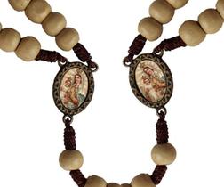 12 Terços de Madeira com 2 Faces Nossa Senhora do Carmo