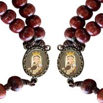 12 Terços de Madeira com Entremeio 2 Faces Nossa Senhora do Carmo Infantil