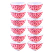 12 Tigela Bowl Melamina Vermelho Decorado Sobremesa 400ml 12 Tigela Bowl Melamina Vermelho Decorado Sobremesa 400ml