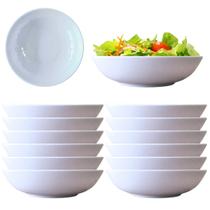 12 Tigela Redonda Cumbuca Saladeira em Melamina Branca 680ml
