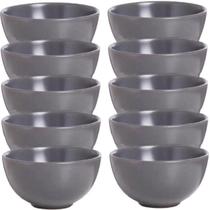 12 Tigelas Bowl 700ml Cinza em Melamina Redonda Sobremesas