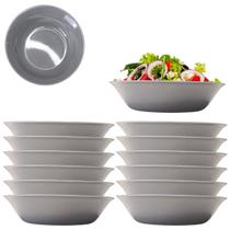 12 Tigelas Bowl Saladeira Funda Melamina Cinza Cozinha 800ML