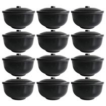 12 Tigelas Pote Para Sopa em Melamina Com Tampa Preta 960ml 12 Tigelas Pote Para Sopa em Melamina Com Tampa Preta 960ml
