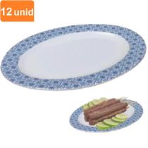 12 Travessa Oval em Melamina 25cm Estampa Buffet Restaurante