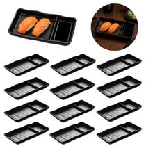 12 Travessas Preta 18cm Com Porta Molho Design Premium 12 Travessas Preta 18cm Com Porta Molho Design Premium