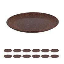 12 UN Prato Lanche Sobremesa Redondo Durável 20cm Marrom Esc 12 UN Prato Lanche Sobremesa Redondo Durável 20cm Marrom Esc