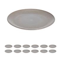 12 UN Prato Refeição Sustentável Redondo Durável 24cm Cinza