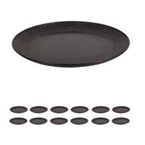 12 UN Prato Refeição Sustentável Redondo Durável 24cm Preto