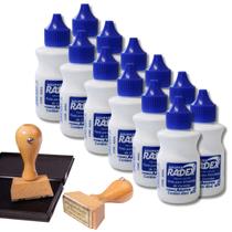 12 Uni Tinta Para Carimbo Azul Refil Almofada Carimbeira Alto Rendimento