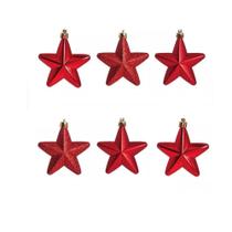 12 Unidades Bolas Enfeite Natal Formato Estrela 5cm - Cromus