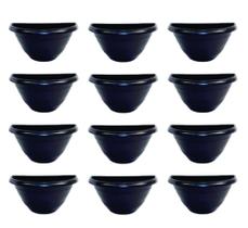 12 Vasos de Parede 1 litro Preto Vaso Plástico Meia Lua de Parede Jardim Vertical Floreira de Parede