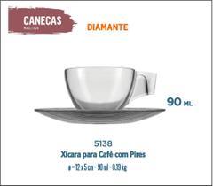 12 Xícara Café Com Pires Curto Pequeno - Diamante 90Ml