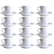 12 Xícaras Caneca com Pires Branco em Melamina Para Café 170ml