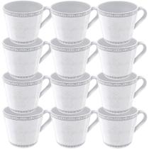 12 Xícaras de Chá Tramontina Gabrielle em Porcelana Decorada 185 ml 96011021 12 Xícaras de Chá Tramontina Gabrielle em Porcelana Decorada 185 ml 96011021