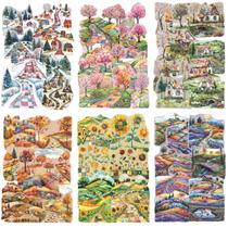 120 adesivos de paisagens estilo patchwork quilt em PET