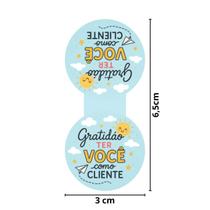 120 Adesivos Lacre Fecha Sacola 3x6cm Gratidão por Ser Nosso Cliente Embalagem Charmosa Desenho