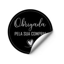 120 Adesivos Obrigado pela compra Preto Vinil etiqueta redondos mimo 120 Adesivos Obrigado pela compra Preto Vinil etiqueta redondos mimo