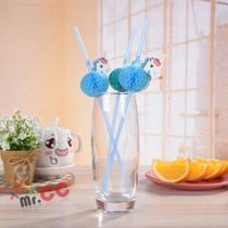 120 Canudos Dobrável Unicornio Enfeite Drink Festa Decoraçao