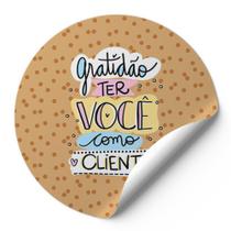 120 Etiquetas Adesivas Redondas Gratidão Ter Você Como Cliente Impressão De Alta Qualidade Fundo Marrom Bolas Marrom AD183