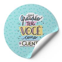120 Etiquetas Adesivas Redondas Gratidão Ter Você Como Cliente Impressão De Alta Qualidade Fundo Verde Claro Bolas Verde AD187