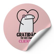 120 Etiquetas Adesivos Redondos Gratidão Ter Você Como Cliente Meme Bentô Fundo Rosa Nude Salmão Menina Florka