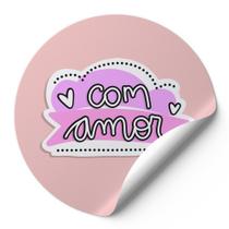 120 Etiquetas Auto Colante Adesivos Redondos Com Amor Fundo Rosa AD318 120 Etiquetas Auto Colante Adesivos Redondos Com Amor Fundo Rosa AD318