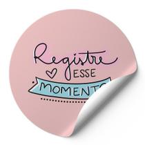 120 Etiquetas Auto Colante Adesivos Redondos Registre Esse Momento Fundo Rosa AD00300