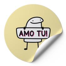 120 Etiquetas Redondas Adesivos Para Cliente Meme Bentô Dia Dos Namorados Amo Tu Fundo Amarelo AD00393