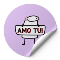 120 Etiquetas Redondas Adesivos Para Cliente Meme Bentô Menina Dia Dos Namorados Amo Tu Fundo Lilás AD00389