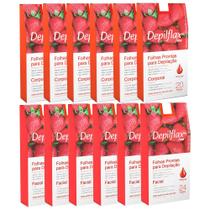 120 Folhas Prontas Corporais 144 Faciais Depilflax Morango