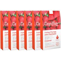 120 Folhas Prontas Depilação Corporal Depilflax Morango 120 Folhas Prontas Depilação Corporal Depilflax Morango