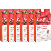 120 Folhas Prontas Depilação Corporal Depilflax Morango 120 Folhas Prontas Depilação Corporal Depilflax Morango