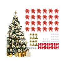 120 Peças De Flores De Natal Artificiais Para Decoração De Árvore, Conjuntos De Flores Plásticas 120 Peças De Flores De Natal Artificiais Para Decoração De Árvore, Conjuntos De Flores Plásticas